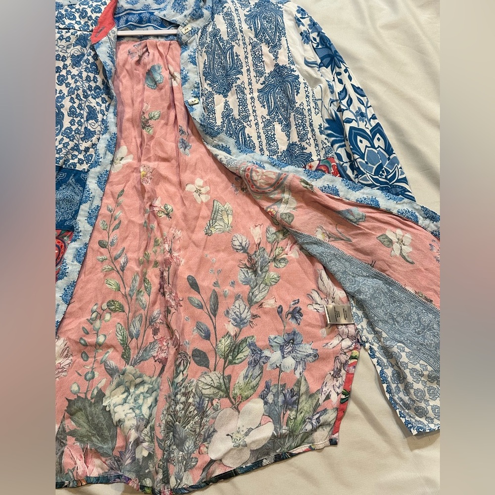 John Mark Patchwork Button Down Floral Paisley Tu… - image 13